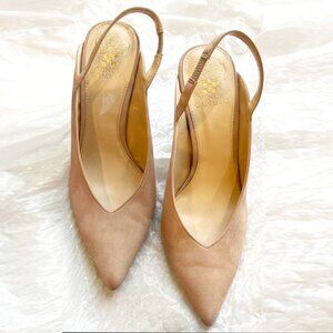 Vince Camuto Slingback Pointed Toe Pumps in Nude Suede – Size 8.5 👠✨
